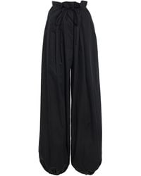 Adam Lippes - Paperbag Cotton-Poplin Wide-Leg Pants - Lyst