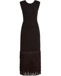 Aje. - Breeze Fringed Metallic-Knit Midi Dress - Lyst