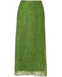 Carolina Herrera - Hydrangea Floral Lace Midi Slip Skirt - Lyst