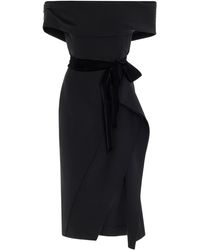 Oscar de la Renta - Off-the-shoulder Wool Midi Dress - Lyst