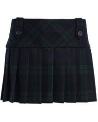 Miu Miu - Pleated Checked Wool-Twill Mini Skirt - Lyst
