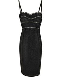Versace - Studded Stone-Washed Denim Midi Dress - Lyst