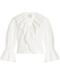 Posse - Beryl Embroidered Cotton Cross-over Top - Lyst