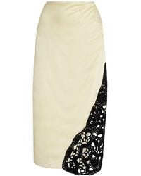Alejandra Alonso Rojas - Crochet-detailed Silk Midi Skirt - Lyst