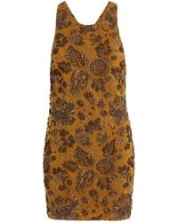 Saint Laurent - Floral Stretch-Brocade Mini Dress - Lyst
