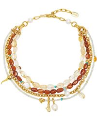 Lizzie Fortunato Chroma Beaded Multi-stone Gold-plated Necklace - Orange