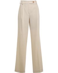 Zimmermann - Luminosity Pleated Wool-cotton Wide-leg Pants - Lyst