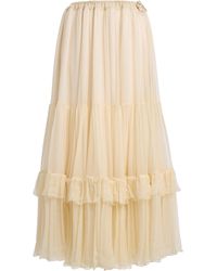 Chloé - Ruffled Silk Midi Skirt - Lyst