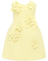 LEO LIN - Rosario Floral-Appliquéd Tweed Mini Dress - Lyst