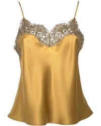Loretta Caponi - Esmeralda Lace-Trimmed Silk Top - Lyst