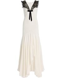 Rodarte - Lace-Trimmed Silk Crepe Bias Maxi Dress - Lyst