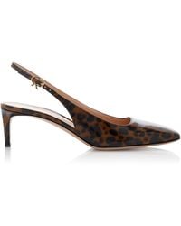 Gianvito Rossi - Leopard-print Patent Leather Slingback Pumps - Lyst