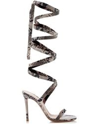 Gianvito Rossi - Snake-effect Lace-up Sandals - Lyst