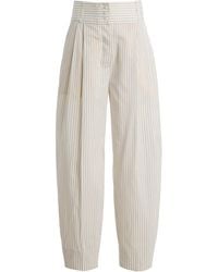 TOTEME - Striped High-Rise Cotton-Silk Barrel Pants - Lyst