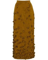 Michael Kors - Embellished Crushed Duchesse Satin Midi Skirt - Lyst