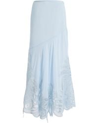 Ulla Johnson - Oona Embroidered Silk Crepe De Chine Midi Skirt - Lyst