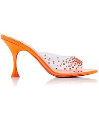 Christian Louboutin - Degramule 85mm Crystal-embellished Pvc Mules - Lyst