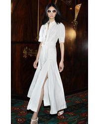 Elie Saab - Pinstriped Crepe Midi Shirt Dress - Lyst