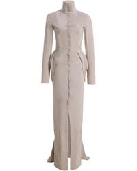 Colleen Allen - Tailored Cotton-Silk Bustle Maxi Dress - Lyst