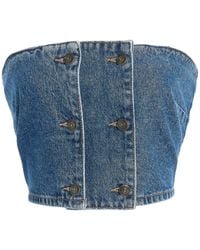 ROTATE BIRGER CHRISTENSEN - Button-detailed Denim Top - Lyst