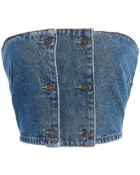 ROTATE BIRGER CHRISTENSEN - Button-detailed Denim Top - Lyst