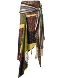 Siedres - Lumier Patchwork Satin Midi Skirt - Lyst