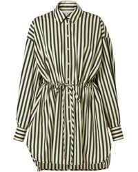 Carolina Herrera - Striped Cotton-Blend Mini Shirt Dress - Lyst