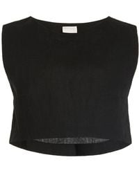 Posse - Exclusive Martina Linen Crop Top - Lyst