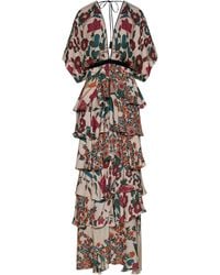 johanna ortiz cat goddess tiered ruffle silk dress Johanna Ortiz Cat Goddess Tiered Ruffle Silk Dress in White