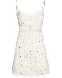 Giambattista Valli - Lace-Trimmed Wool Boucle Mini Dress - Lyst
