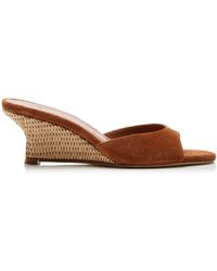 STAUD - Brigette Suede Wedge Mules - Lyst