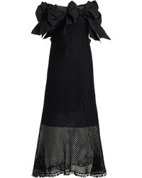 Oscar de la Renta - Bow-detailed Off-the-shoulder Knit Cotton Midi Dress - Lyst