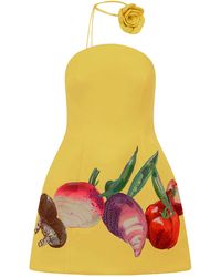 LEO LIN Rosario Tweed Petal Bustier Mini Dress in Yellow | Lyst LEO LIN Rosario Tweed Petal Bustier Mini Dress in Yellow | Lyst