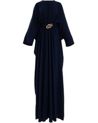 Oscar de la Renta - Belted Stretch-Silk Maxi Dress - Lyst
