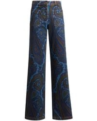 Etro - Paisley Denim Wide-Leg Jeans - Lyst