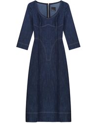 Bevza Denim Midi Dress - Blue