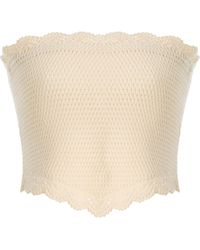 Posse - Dylan Strapless Crocheted Crop Top - Lyst