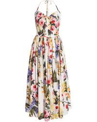 Dolce & Gabbana - Floral Cotton Poplin Midi Dress - Lyst