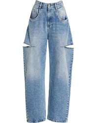 Maison Margiela - Cutout Stretch High-rise Wide-leg Jeans - Lyst