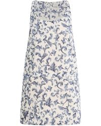 Posse - Rue Baroque-Print Linen-Silk Mini Shift Dress - Lyst