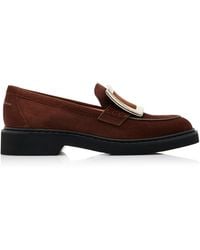 Roger Vivier - Viv Rangers Buckle-embellished Suede Loafers - Lyst