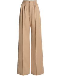 Chloé - Shirred High-rise Wool Gabardine Wide-leg Pants - Lyst