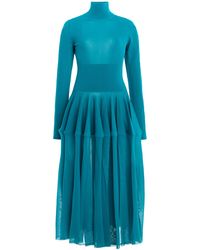 Alaïa - Knitted Crinoline Peplum Maxi Dress - Lyst