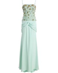 Costarellos - Nissa Crepe Embroidered Tulle Gown - Lyst