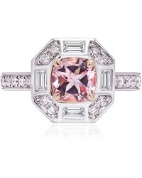 B.P. de Silva Jewellers - Deco Darling 18k White Gold Morganite, Diamond Ring - Lyst