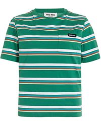 Miu Miu - Striped Cotton Jersey T-shirt - Lyst