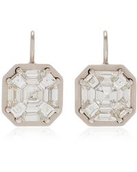 Sylva & Cie - 18k White Mosaic Diamond Earrings On Wire - Lyst