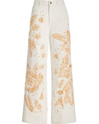 Cult Gaia - Jarli Embroidered Cotton Wide-leg Pants - Lyst