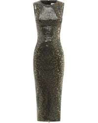 Alex Perry - Sequined Leopard-Print Midi Dress - Lyst