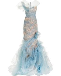 Marchesa Tulle Gown - Blue